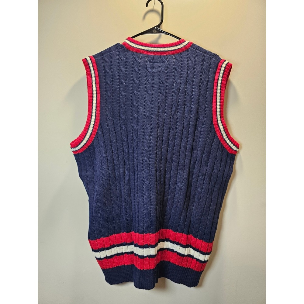 Polo Ralph Lauren Sweater Vest Mens Medium Blue Cable Knit Made in USA - Picture 3 of 5